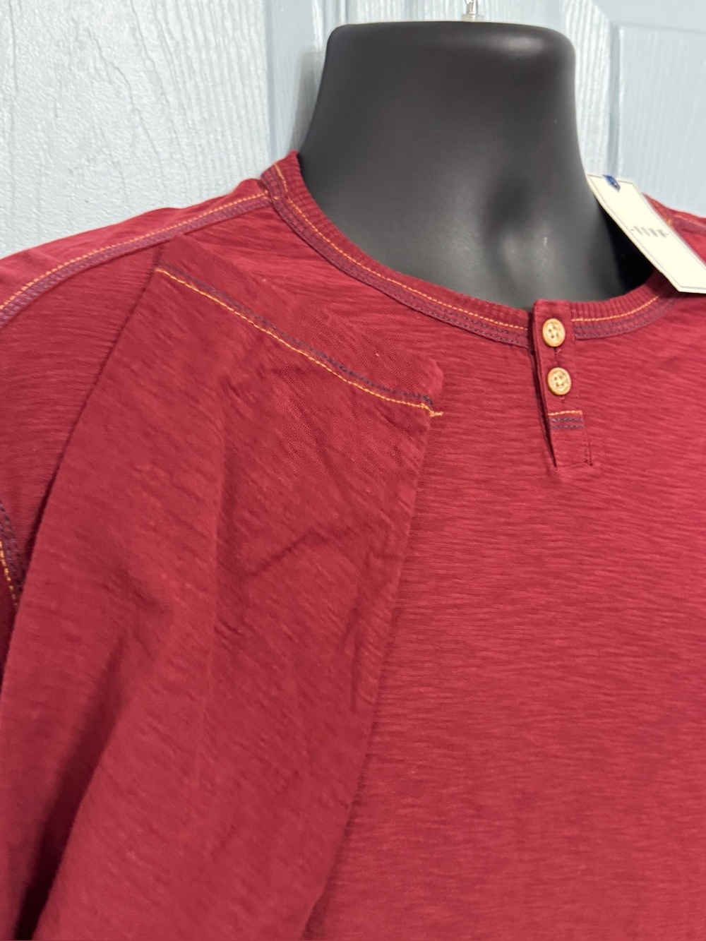 ROWM Men's Long Sleeve Henley Crew Neck Shirt Pullover Top XL Deep Red NWT‎